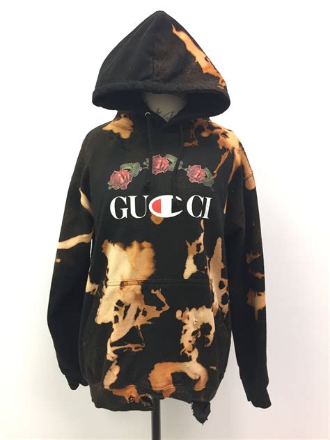 custom champion hoodie gucci|Gucci distressed hoodie.